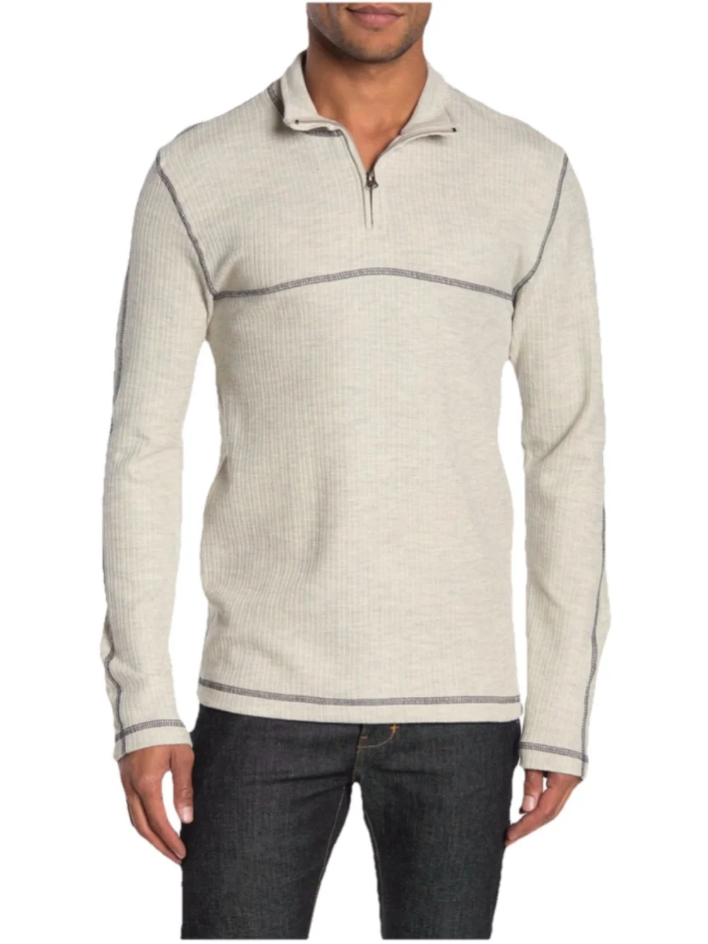 Vintage 1946 Drop Needle Quarter Zip Long-sleeved Men Pullover